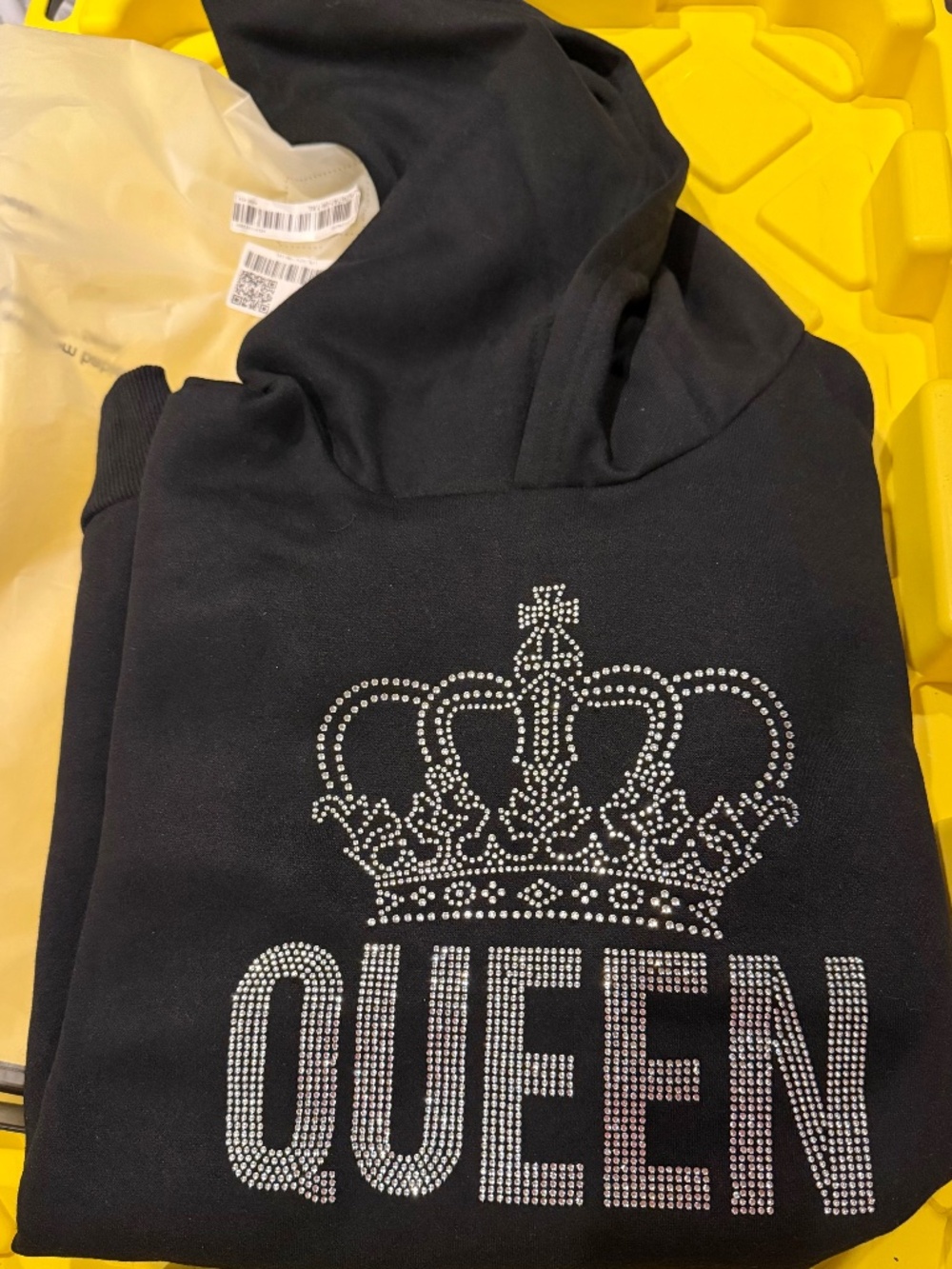 Chicme brand Queen rhinestone black hoodie